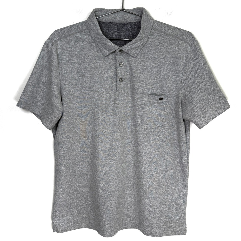 Vuori Ace Gray Heathered Knit Short Sleeve Pocket Polo Shirt‎